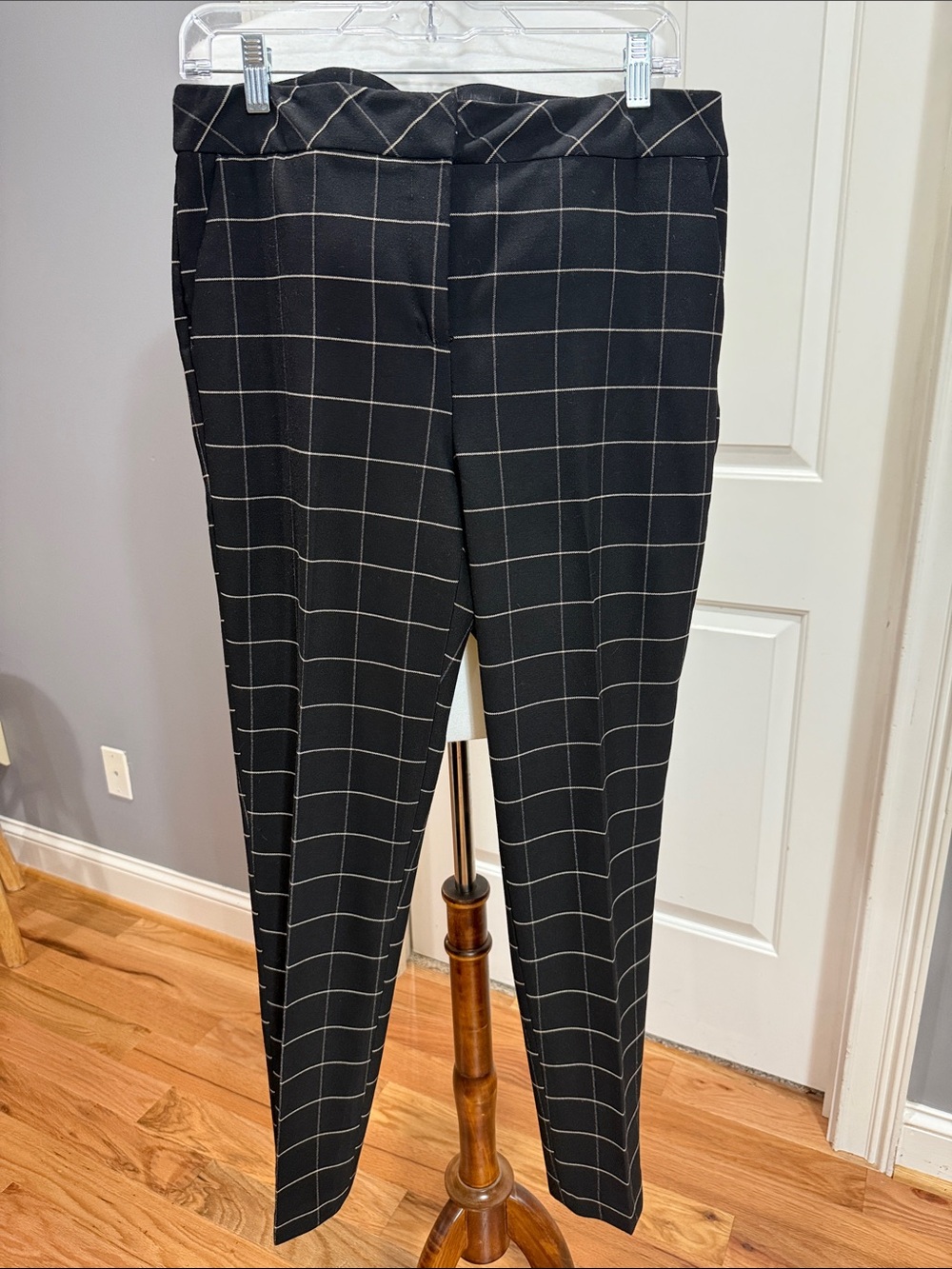 Renuar Black Windowpane Plaid Women's Dress Pants - Size 10